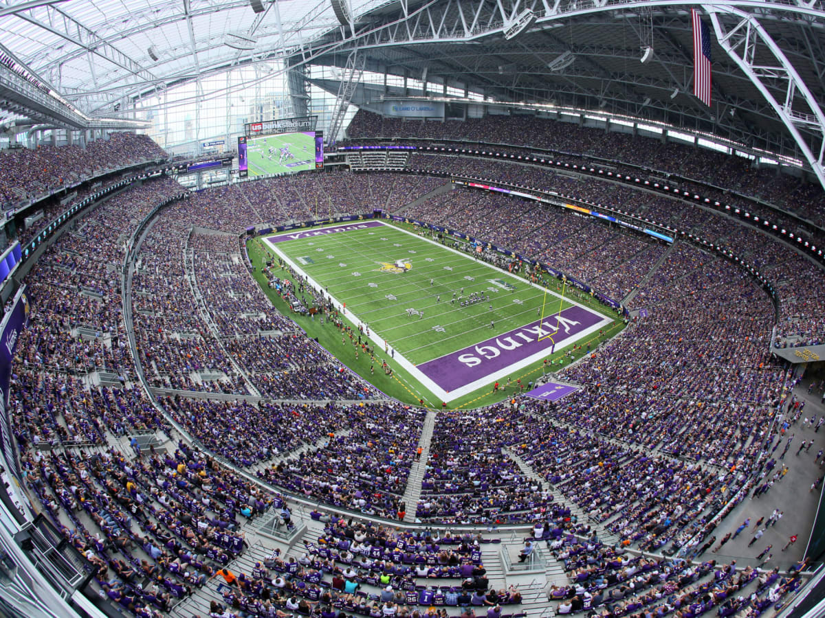 MINNEAPOLIS, MN - DECEMBER 17: Minnesota Vikings Mascot Spike walks onto  the field during the NFL