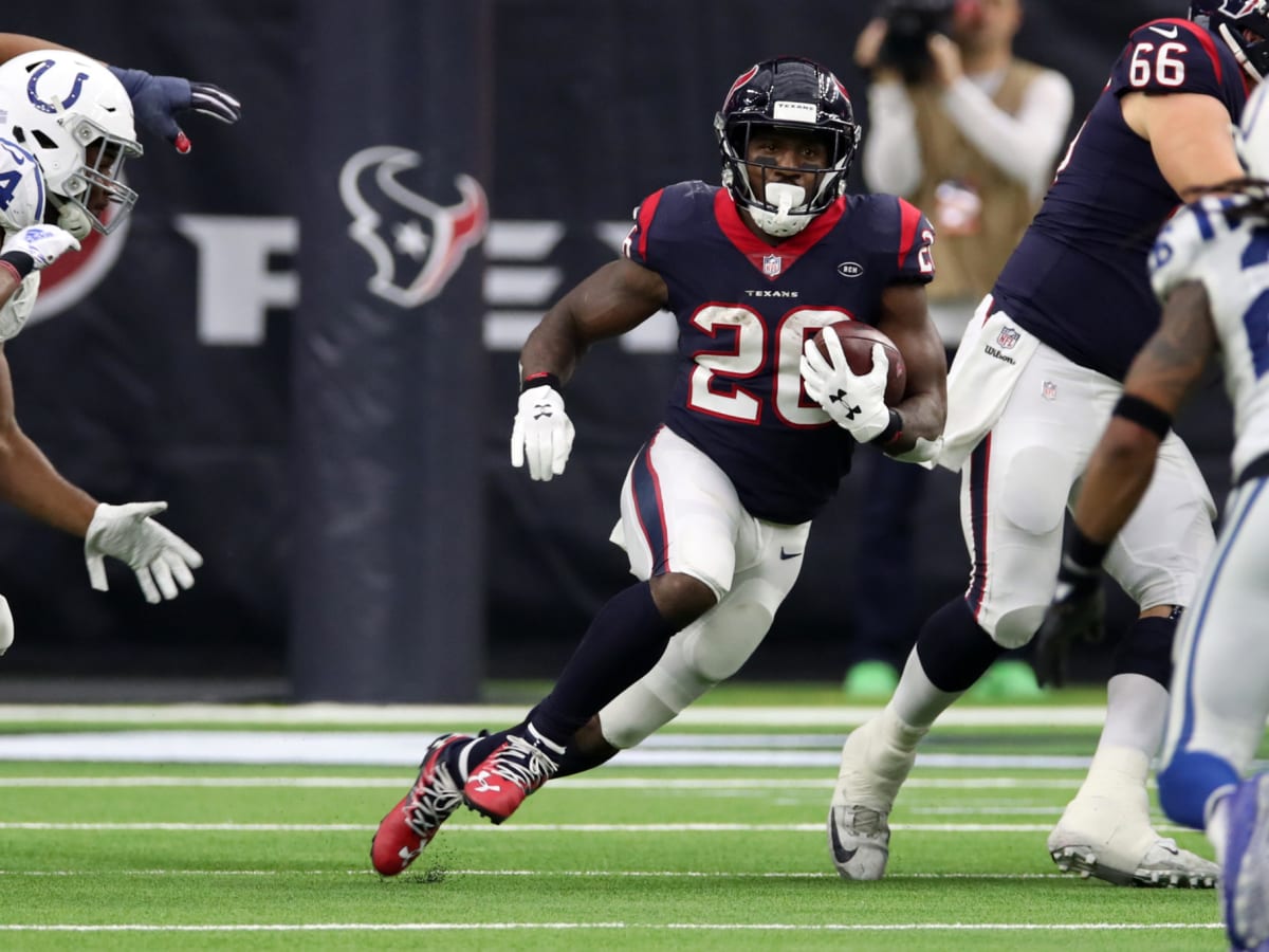 Houston Texans' Lamar Miller (26) is carted off the field after suffering  an unknown injury in the first half of a preseason NFL football game  against the Dallas Cowboys in Arlington, Texas