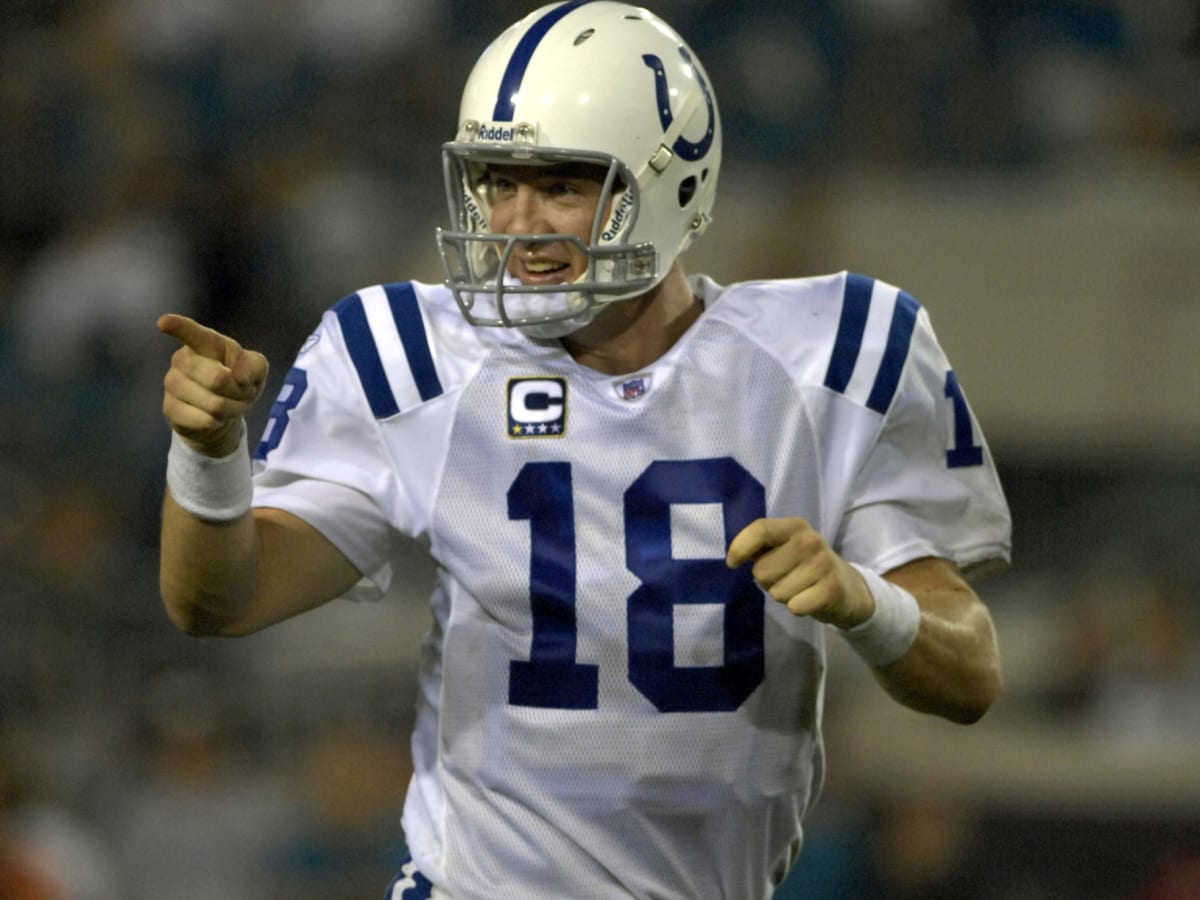 Indianapolis Colts quarterback Peyton Manning (18) after an NFL AFC wild  card football playoff game between