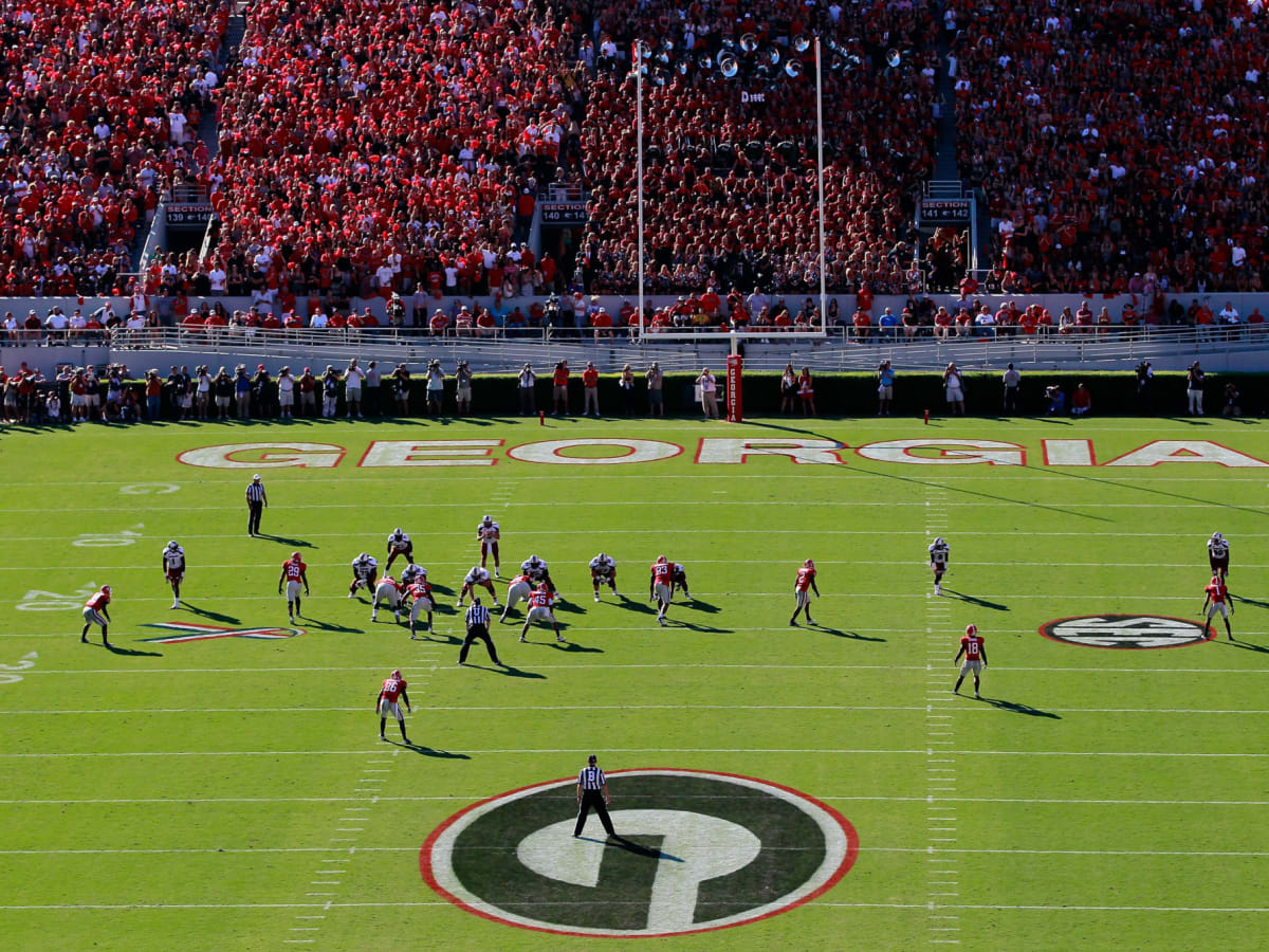 Commentators, TV set for Georgia versus South Carolina