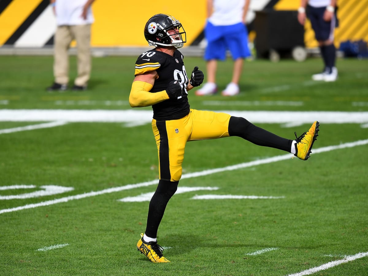 Pittsburgh Steelers outside linebacker T.J. Watt reacts after forcing an  incomplete pass during the second half of an NFL football game against the  Los Angeles Chargers, Sunday, Oct. 13, 2019, in Carson