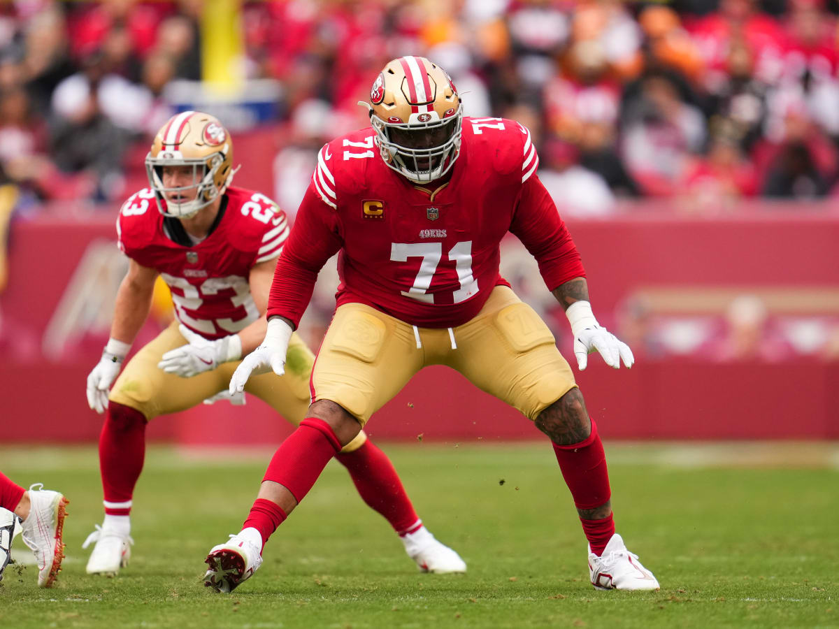 Trent Williams of the San Francisco 49ers takes the field against