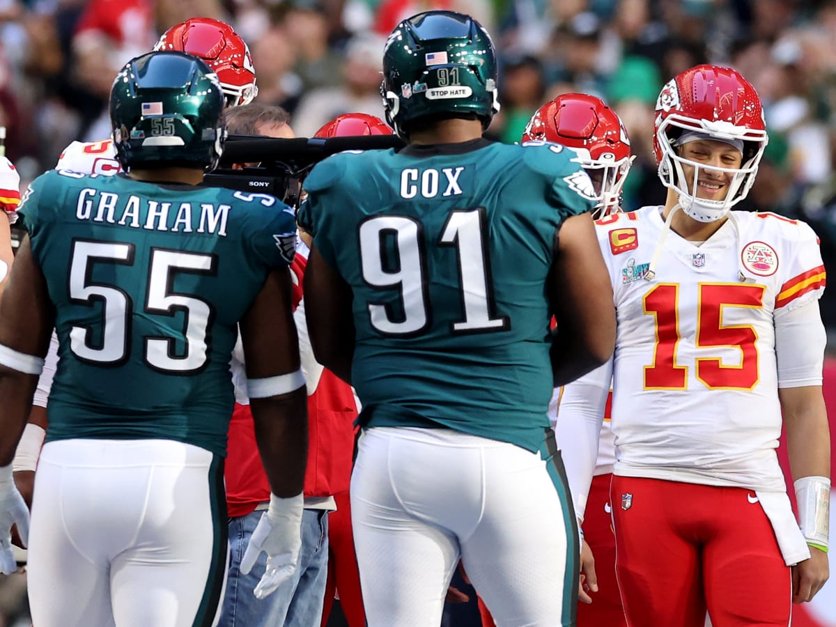 Philadelphia Eagles defensive end Brandon Graham (55) reacts after