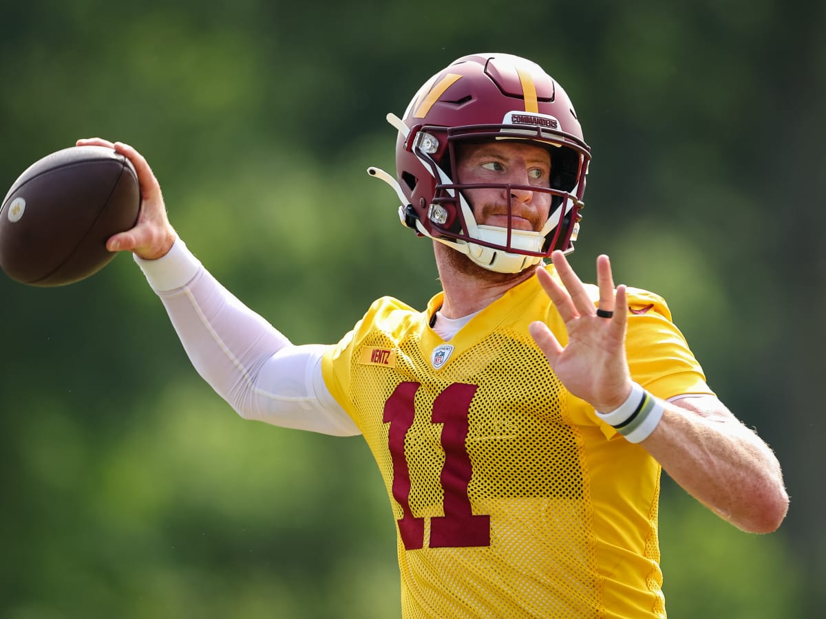 Scott Abraham on X: Former Washington QB Carson Wentz with a very good IG  post. He's working out wearing an Eagles helmet, Commanders jersey and  Colts shorts. Well done.  / X