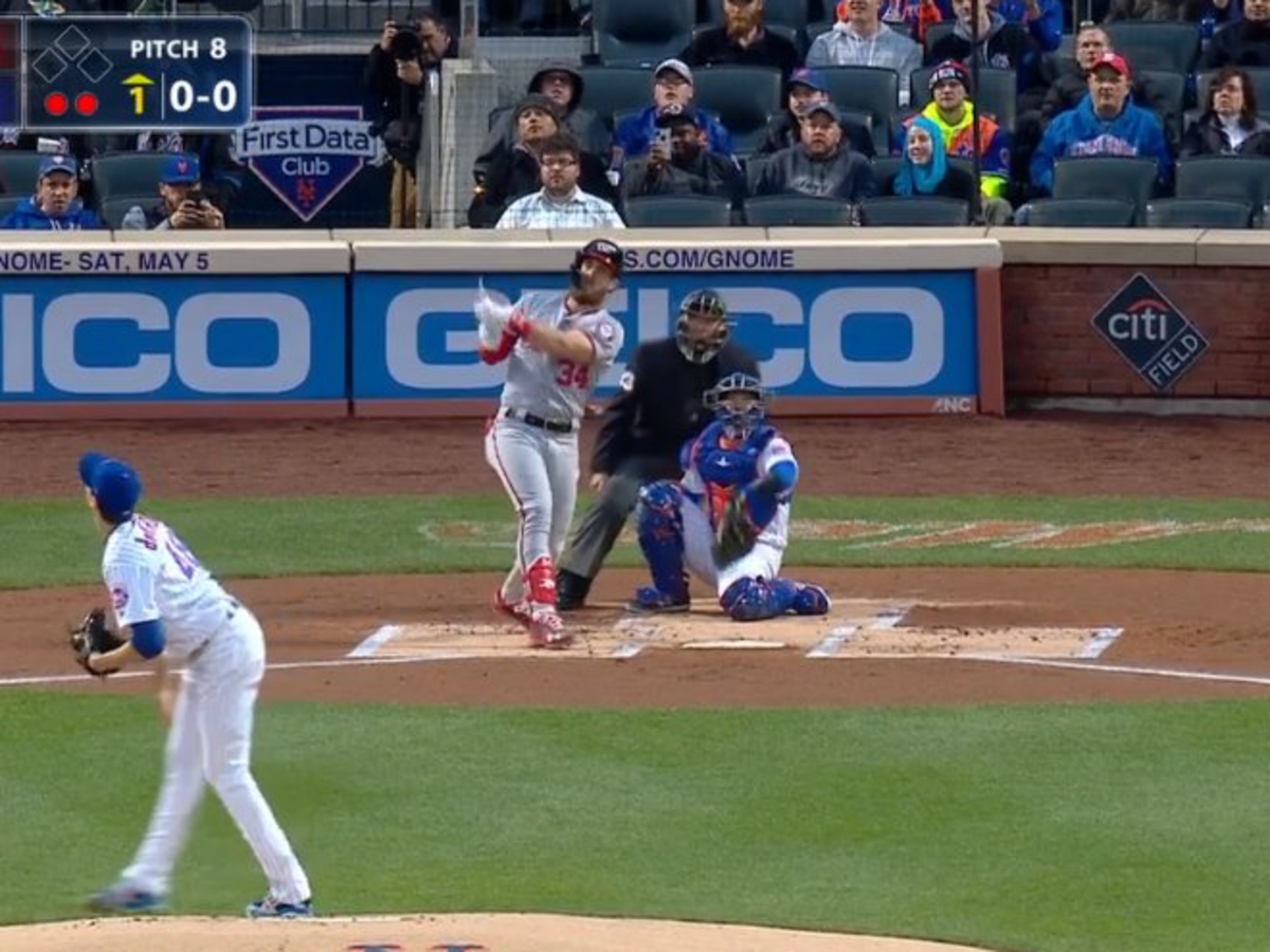 Bryce Harper wears his regular glasses to bat after contact troubles