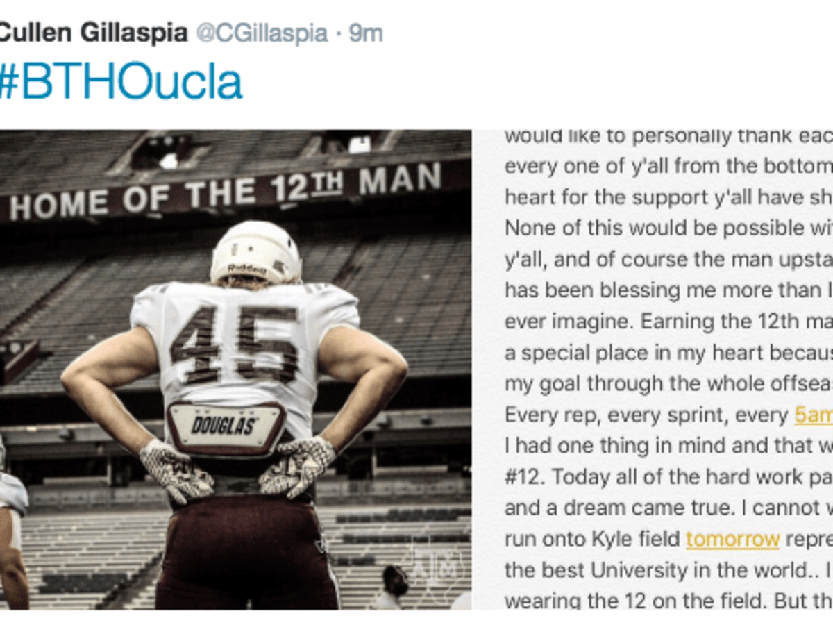 Gillaspia makes name for himself as Aggies' latest 12th Man