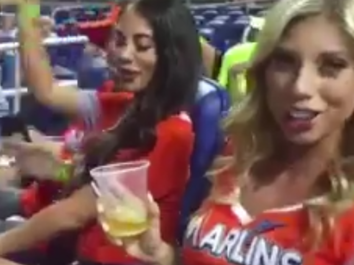 Miami Marlins fan flashes the camera on tv