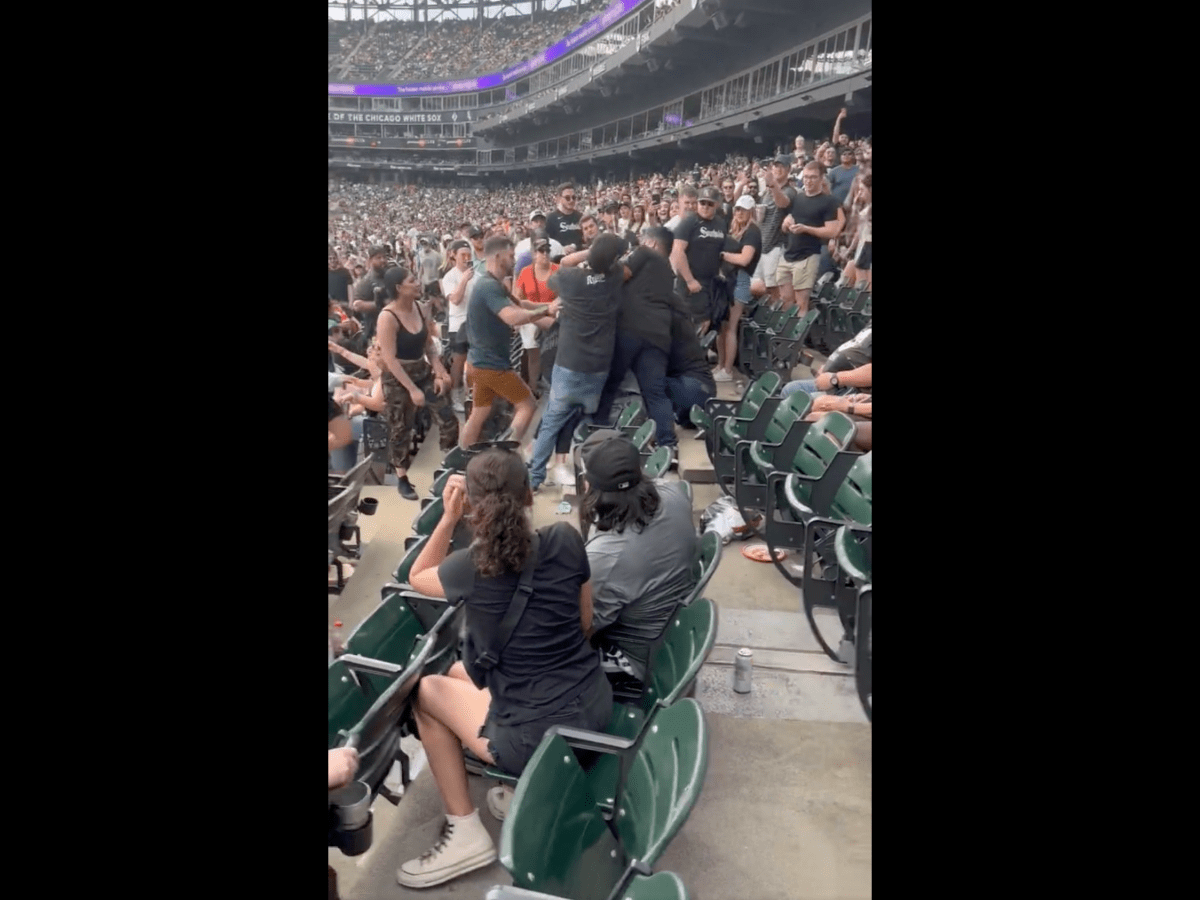 Fans brawl in stands during Chicago White Sox-Texas Rangers game