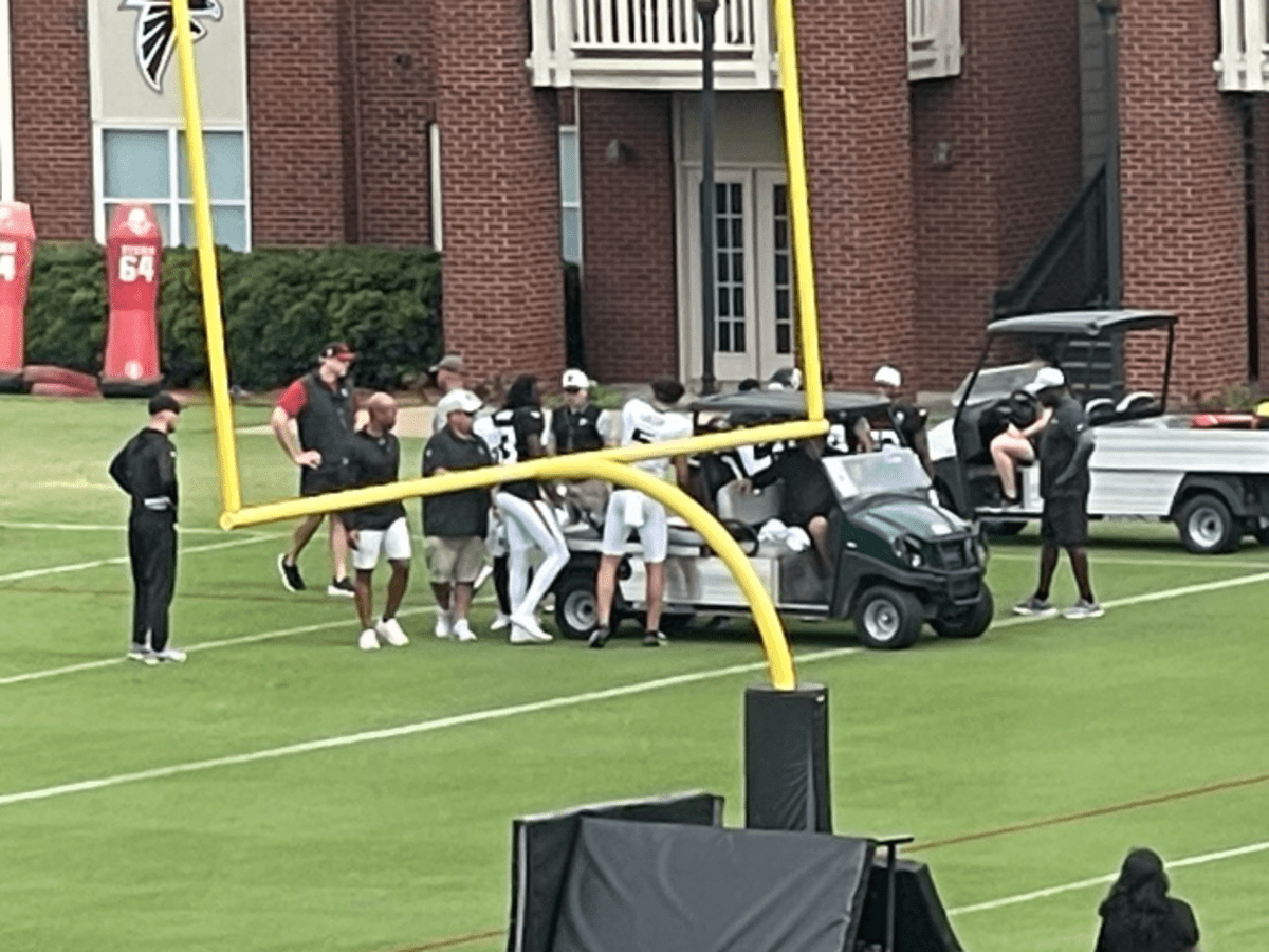 Falcons cornerback Jeff Okudah carted off practice field with ankle injury