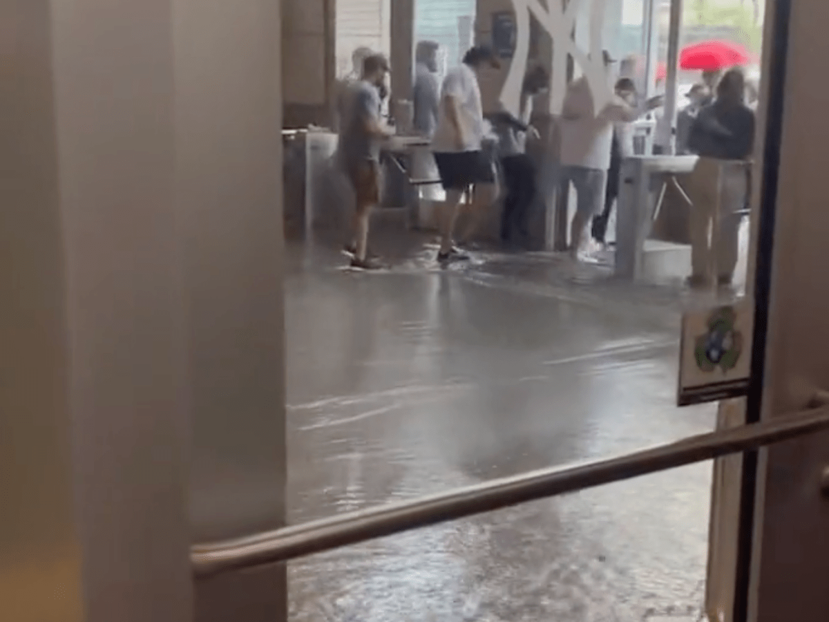 Yankee Stadium floods after torrential rains hit New York City