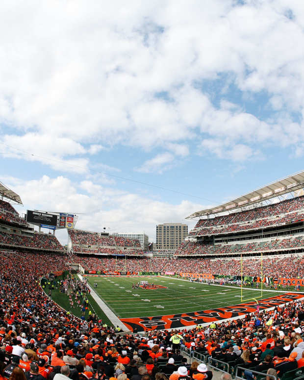 A general view of the Cincinnati Bengals stadium.