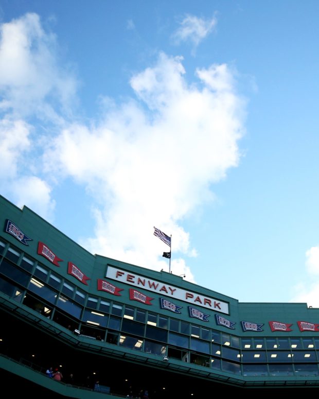 Overall view of Fenway Park during a game between between the Boston Red Sox and the Baltimore Orioles.
