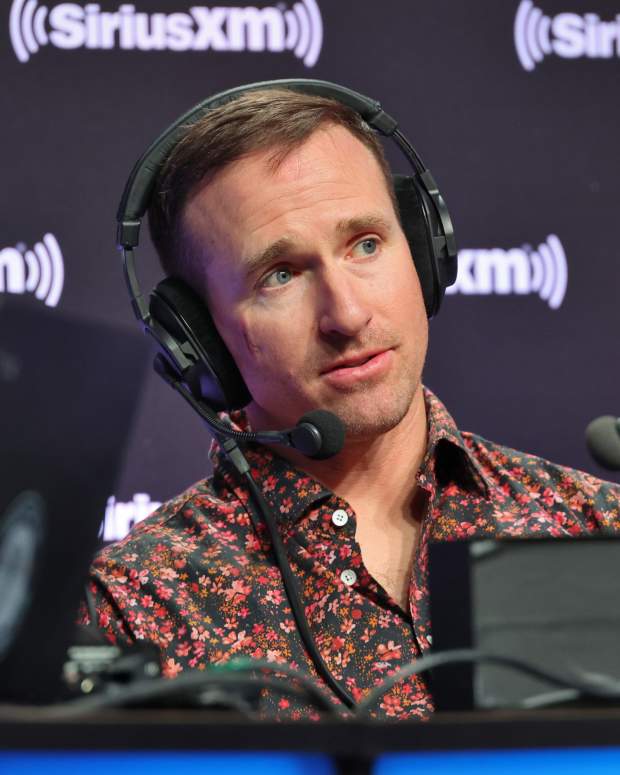 Drew Brees at Radio Row.