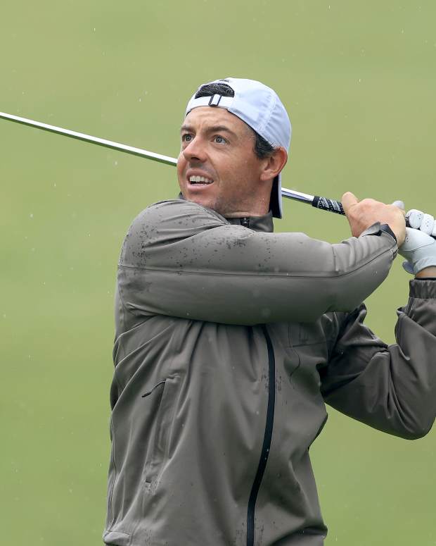Rory McIlory wears a backwards hat at the PGA Championship.