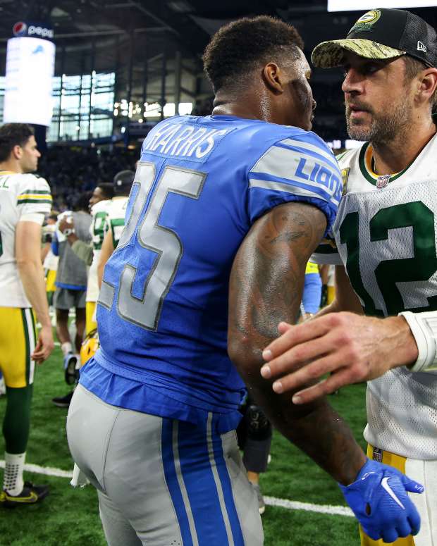 Packers star Aaron Rodgers against the Lions on Sunday.