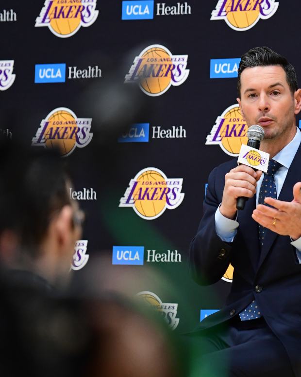 Lakers head coach JJ Redick at his introductory press conference.