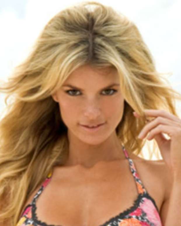 Marisa Miller on the beach.