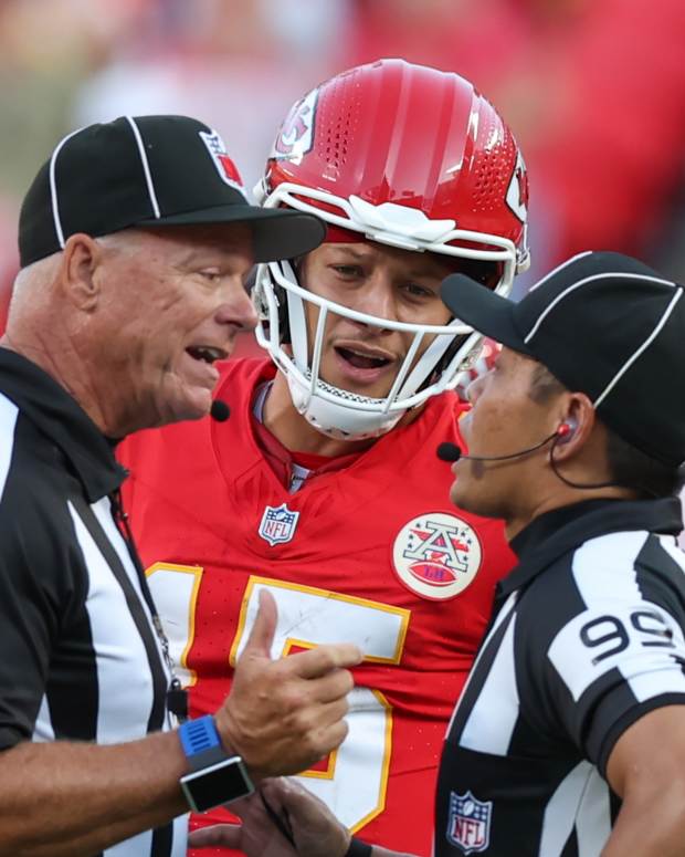 Patrick Mahomes on the field.