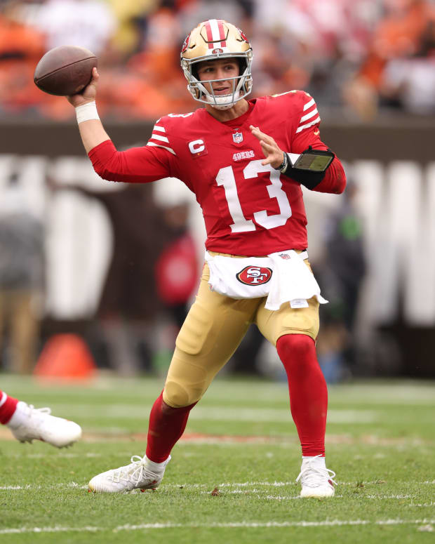 49ers quarterback Brock Purdy against the Browns.