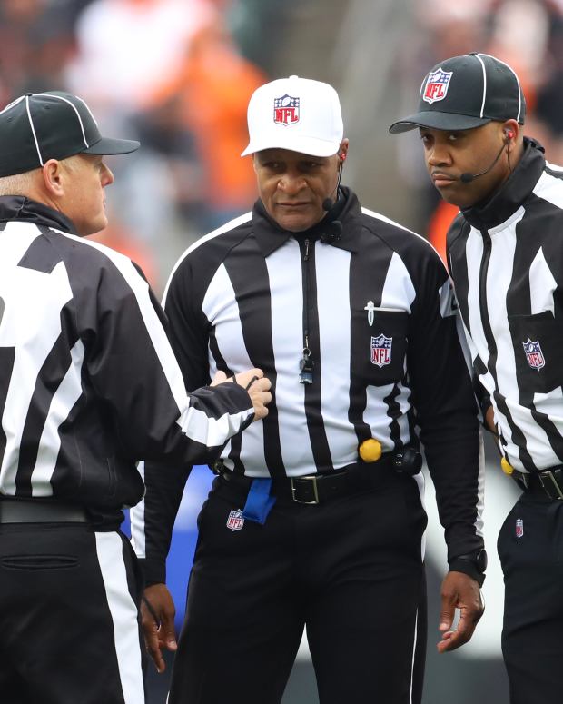 NFL referees during a game between the Browns and Bengals.