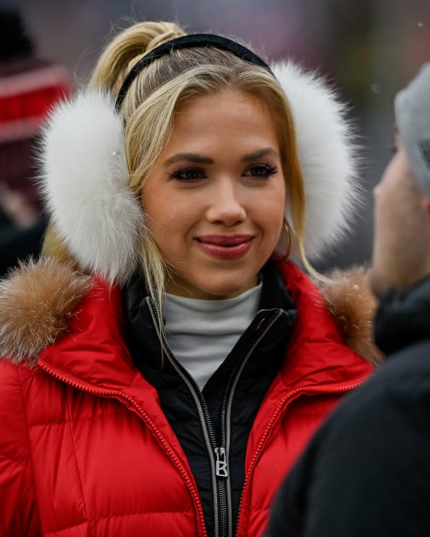 DENVER, CO - OCTOBER 29: Gracie Hunt, daughter of Kansas City Chiefs owner Clarke Hunt, looks on before a game between the Kansas City Chiefs and the Denver Broncos at Empower Field at Mile High on October 29, 2023 in Denver, Colorado. (Photo by Dustin Bradford/Icon Sportswire via Getty Images)