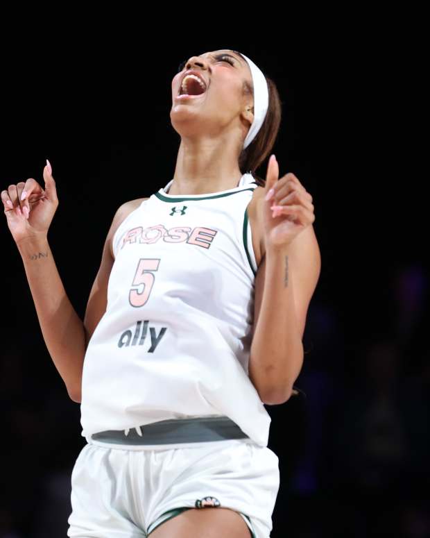 Angel Reese on court.
