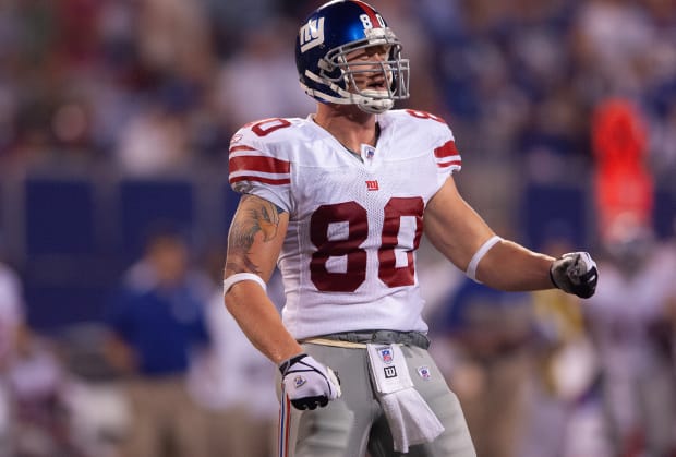 New York Giants Jeremy Shockey reacts after a play in the 3rd