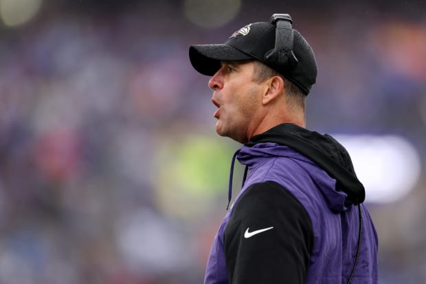 John Harbaugh did not enjoy his in-game interview with NBC