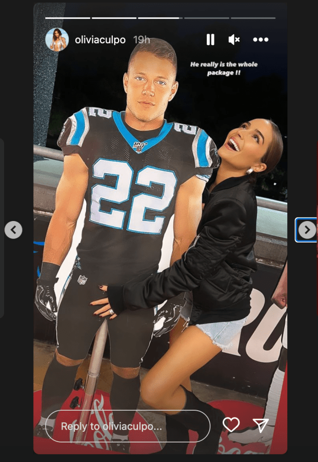 Christian McCaffrey honors girlfriend Olivia Culpo after 49ers win