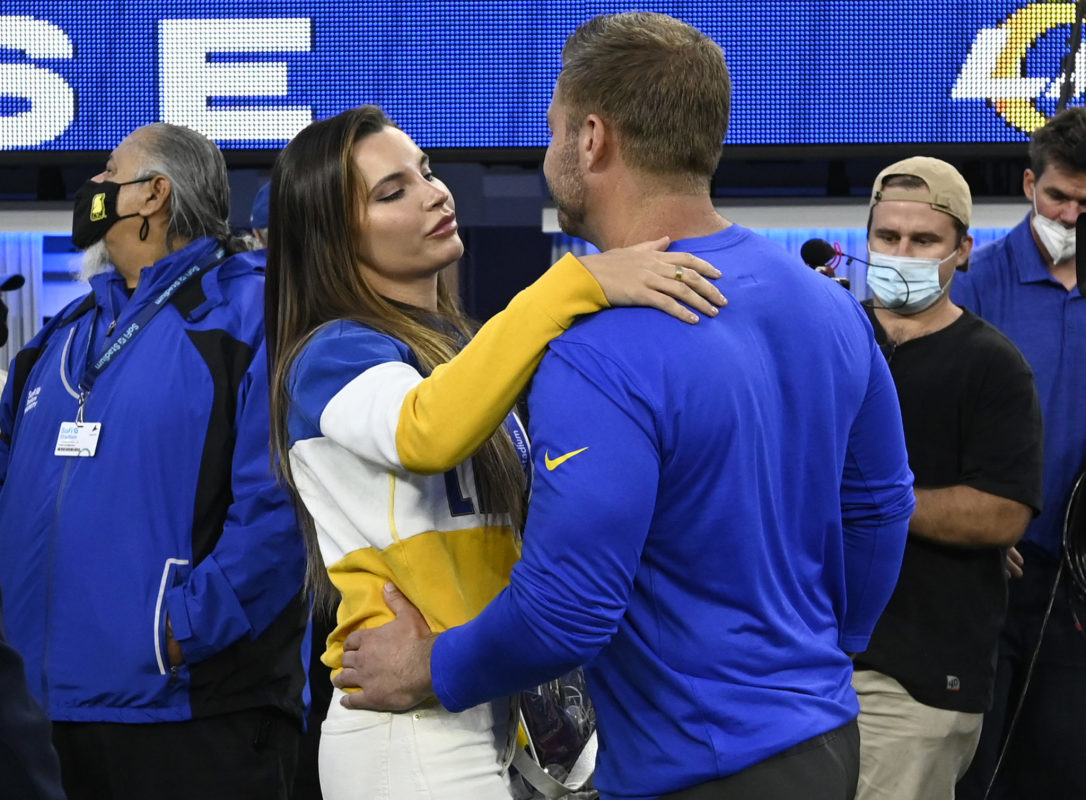 Head coach Sean McVay of the Los Angeles Rams looks on prior to