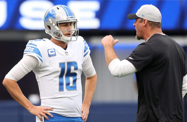 Detroit Lions quarterback Jared Goff looks on before calling a play News  Photo - Getty Images