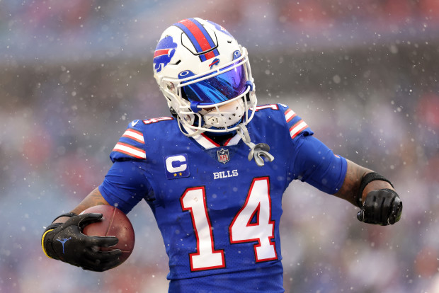 Buffalo Bills wide receiver Stefon Diggs (14) warms up prior to the first  half of an NFL footba …