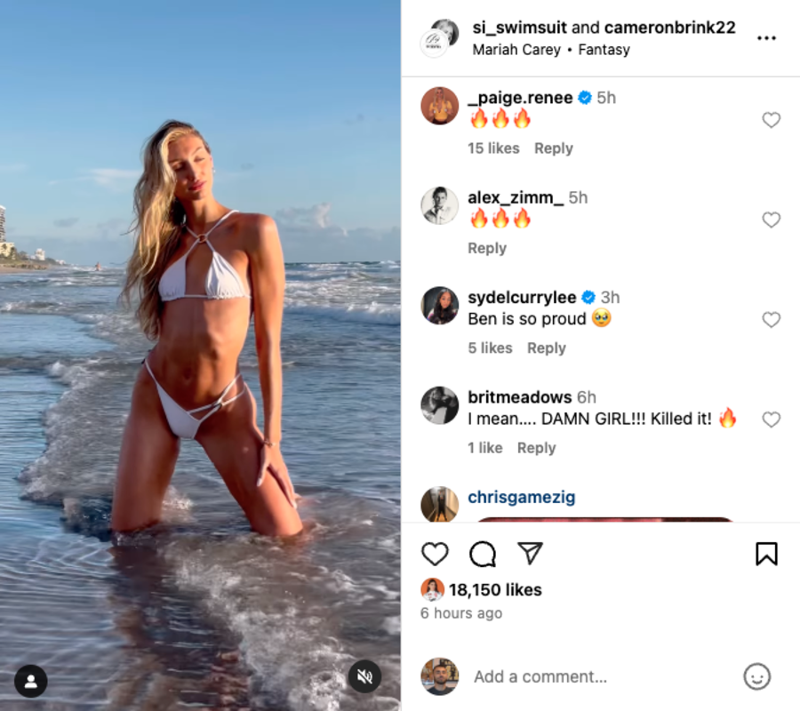 Paige Spiranac Reacts To Cameron Brink's Spicy White Swimsuit Photo