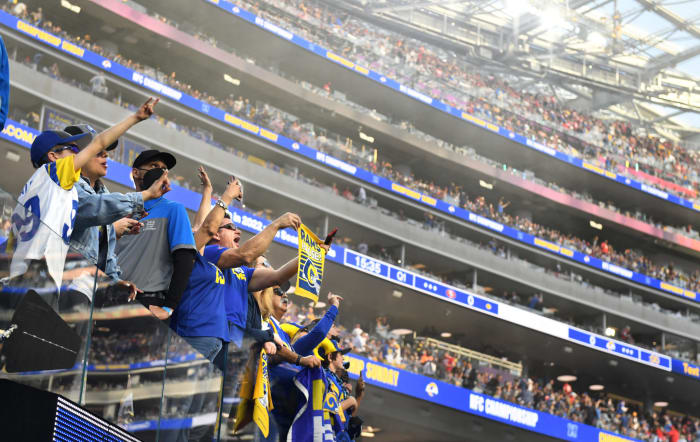 Rams fans in SoFi Stadium on Sunday.