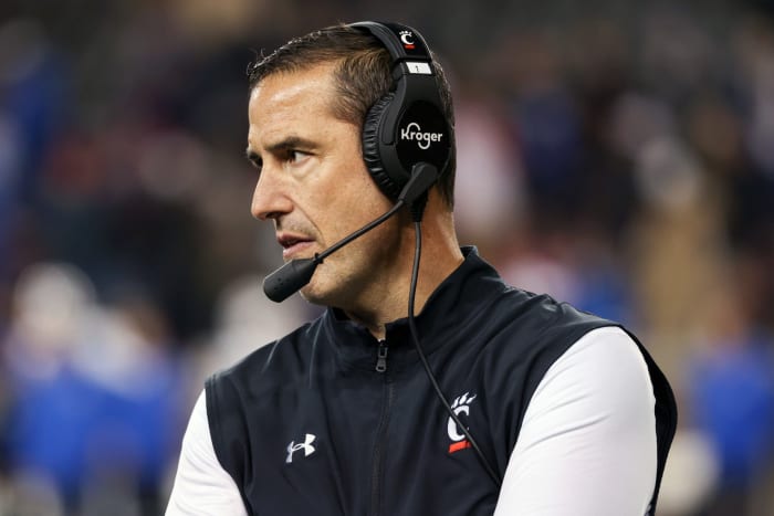 Cincinnati head coach Luke Fickell looks on.