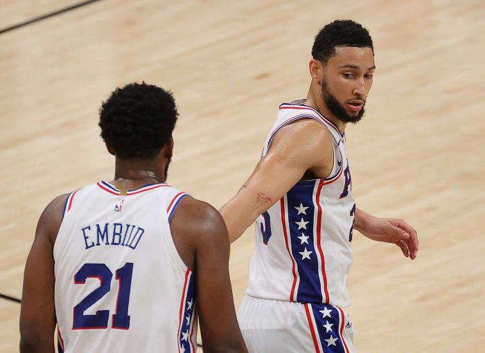 Philadelphia 76ers point guard Ben Simmons on the court.