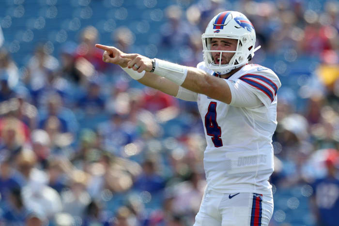 Jake Fromm on the field for the Bills.