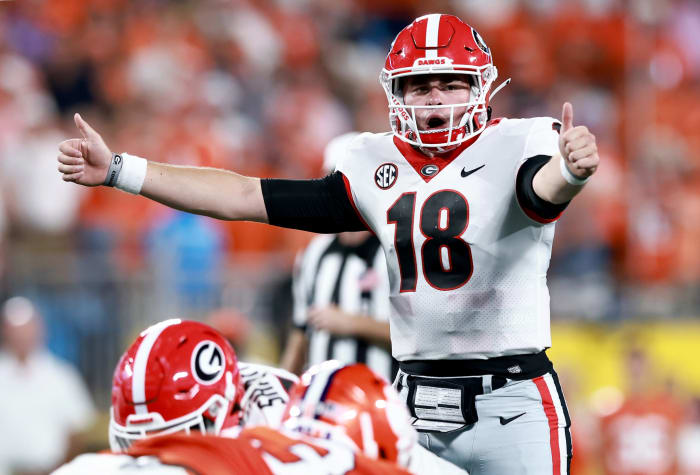 Georgia quarterback JT Daniels on the field.