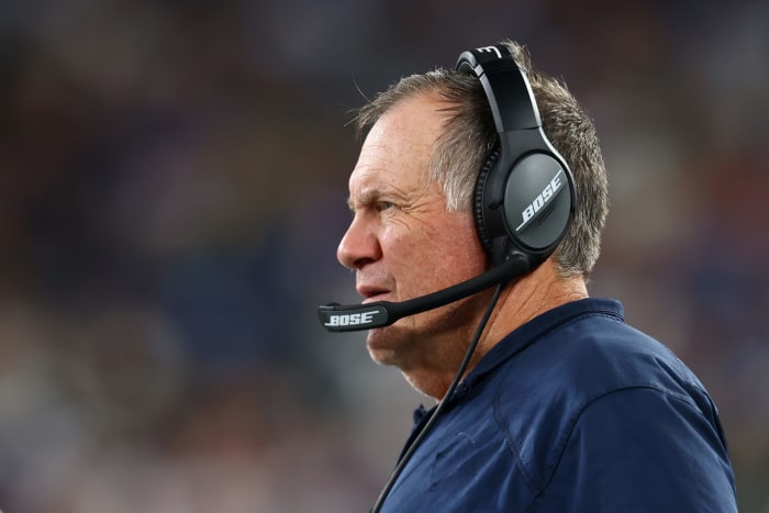 Patriots head coach Bill Belichick against the Giants.