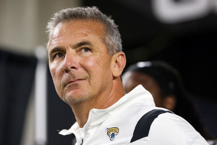 Jacksonville Jaguars head coach Urban Meyer on the field.