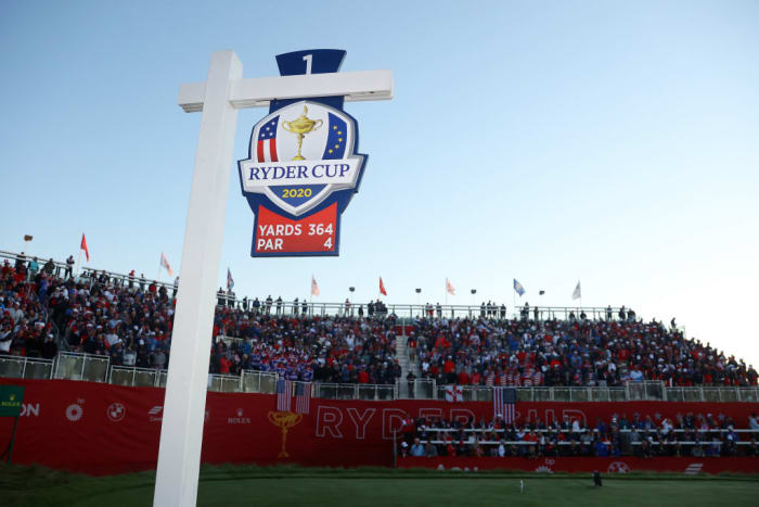 First tee at the 43rd Ryder Cup at Whistling Straights Golf Course.