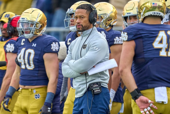 Marcus Freeman on the sidelines.