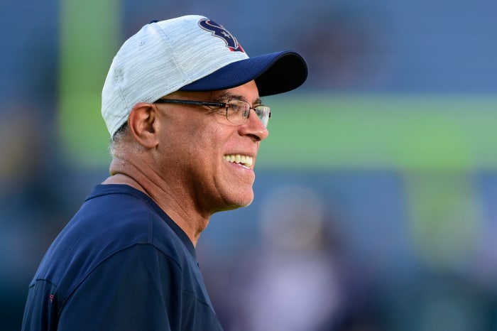 Texans head coach David Culley on the sideline.