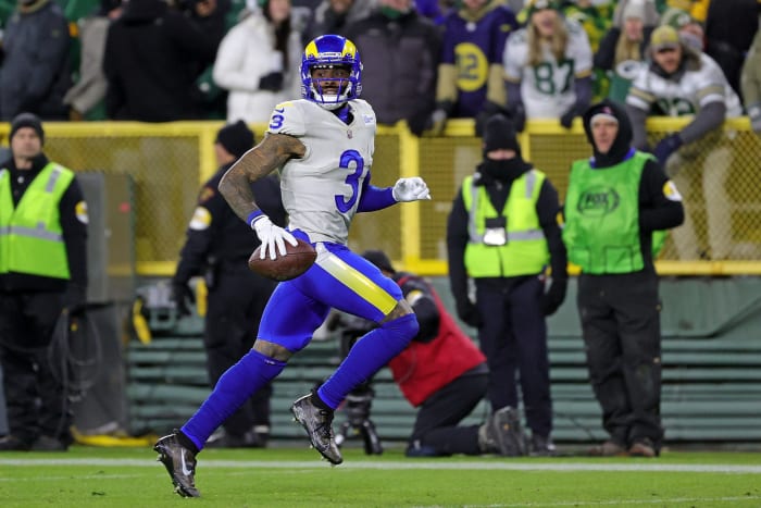 Odell Beckham Jr. scores a touchdown.