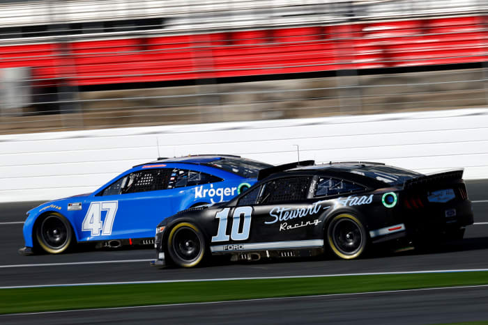 NASCAR driver on the course.