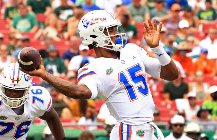 Anthony Richardson makes a throw against South Florida.