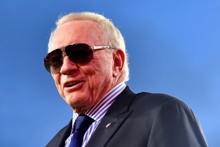 Dallas Cowboys owner Jerry Jones on the field.