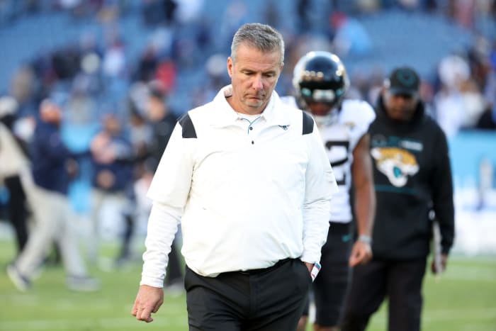 Jacksonville Jaguars head coach Urban Meyer walks off the field.