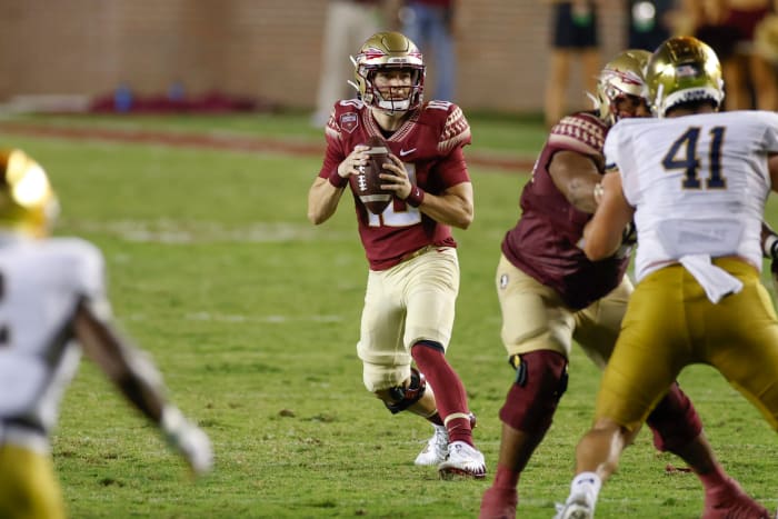 Florida State quarterback McKenzie Milton on the field.