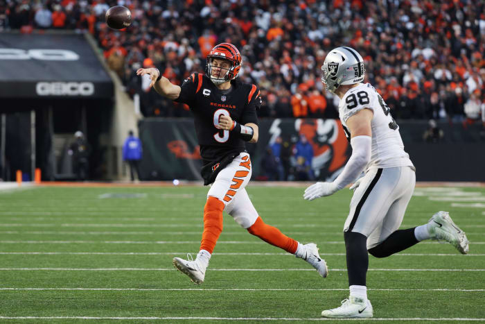 Joe Burrow attempts a pass.